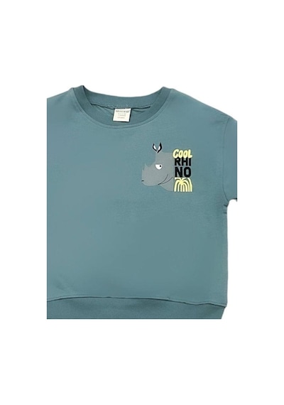 Zekids Erkek Çocuk Cool Rhino Baskılı Pamuklu Sweatshirt-14202 Indigo