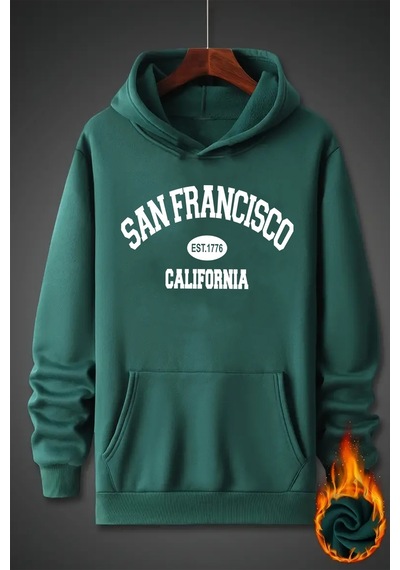 San Francisco Baskılı Oversize Sweatshirt Yeşil