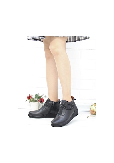 Nesil Shoes Arx 441 Siyah Hakiki Deri Günlük Kadın Bot-siyah Siyah