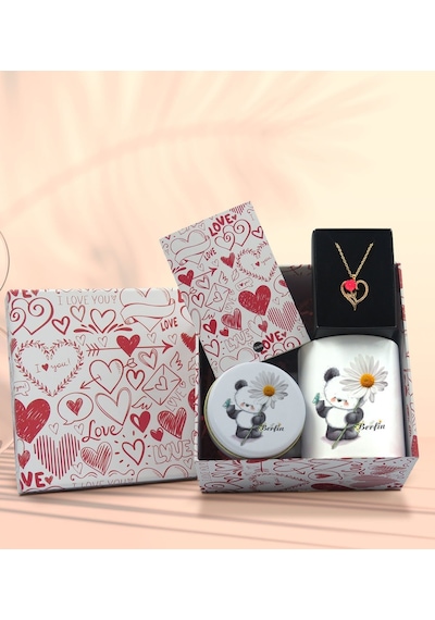 BK Gift Sevgiliye Özel Kutuda Hediye Seti, Kupa Bardak, Sevgili Hediyesi, Aşk Kolyesi, Kokulu Mum,Yıl Dönümü Hediyesi-8
