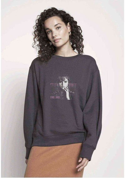 Selena Gomez Stars Baskılı Füme Antrasit Kadın Sweatshirt (534631220)