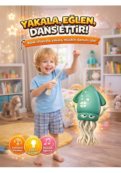 Dans Eden Şarjlı Müzikli Işıklı Ahtapot-emeklemeye Yardımcı Dansçı Kali Yeşil