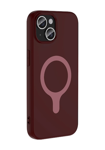 Maks Technology iPhone Uyumlu 15 Kılıf M-safe Şarj Özellikli Mkst Aris Silikon Kapak - Mürdüm