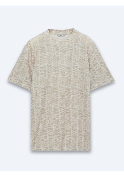 Kip Safran Baskılı Pamuk Karışımlı T-shirt