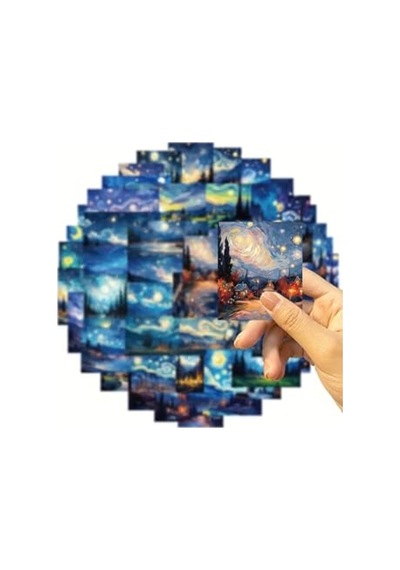 50'li Van Gogh Stickers, Sticker Seti Laptop Notebook Tablet Sticker Seti, 876486841564 Abanoz