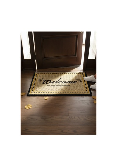 Hijyenik Kıvırcık Paspas 40x60 Cm - Islaklık Emici Kapı Önü Paspası Sarı