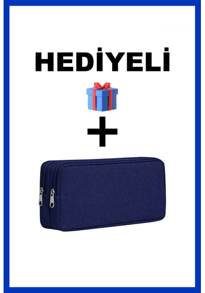 Kalem Kutusu Çift Gözlü Kalemlik Hediyeli Lacivert
