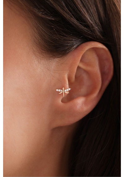 14 Ayar Altın Taşlı Yusufcuk Tragus Küpe