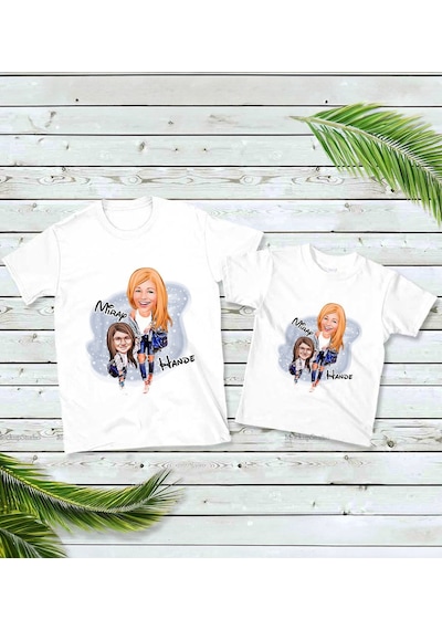 Bk Gift 2li Kişiye Özel Anne-kız Karikatürlü Kombin Tişört Seti-2, Anneye Hediye, Anneler Günü Hediyeleri Kobitmeyencom30566 Bk Gift