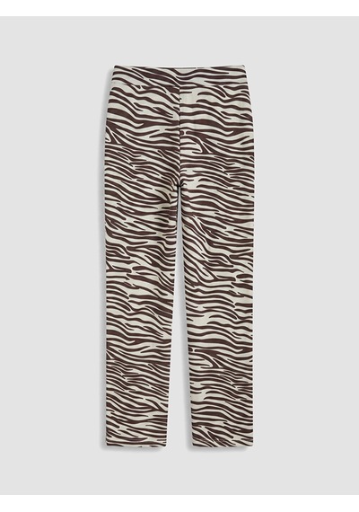 Lcwaıkıkı Basic Kahverengi Beli Lastikli Zebra Desenli Kadın Pantolon