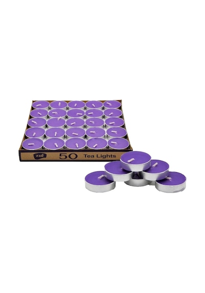 50 Li Yuvarlak Mum Mor Tealight Mum Doğum Günü Parti Süsleme Mor