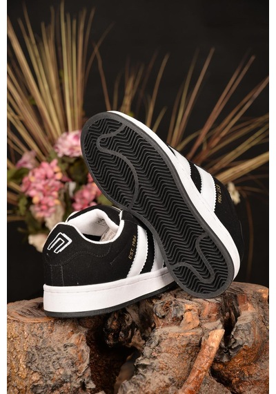 Cool Genç Unisex Kışlık Su Geçirmez Kaydırmaz Hafif Kauçuk Taban Rahat Cilt Deri Spor Ayakkabı siyah