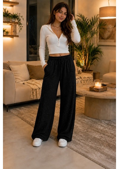 Unika Boutique Kadın Tek Alt Simli Eşofman Siyah