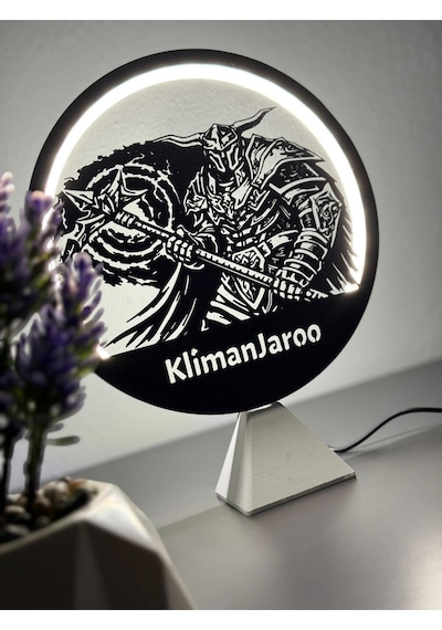 Knight Online Warrior Kişiye Özel İsimli Halka Led Masa Gece Lambası Gamer Oyun Oda Dekor Hediyelik Beyaz