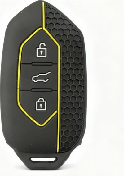 Gma Keys Togg T10x T10f 3 Tuşlu Smart Petek Desenli Koruma Anahtar Kılıfı Sarı Siyah Renk