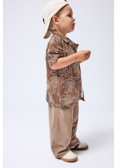 Defacto Baggy Fit Beli Lastikli Cepli Düz Paça Kareli Pantolon Erkek Bebek I1370a526aubn560 Kahve-bn560