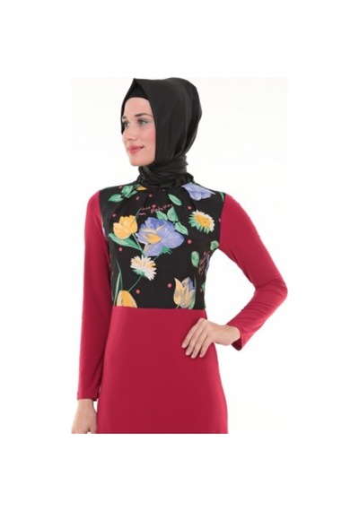 Nidya Moda Büyük Beden Elbise-4046K Kırmızı