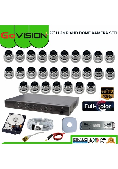 27 Li 2mp Full Color 3.6mm Lens 1080p Fullhd Warmled Ahd 32 Kanal Dome Set