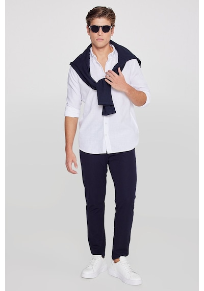 AC&Co / Altınyıldız Classics Erkek Lacı Slim Fit Dar Kesim Beli Bağlamalı Çizgili Yan Cepli Casual Jogger Pantolon Lacı