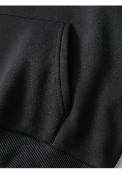 Startmore . Essnce Butterfly Print Kangaroo Pocket Drawstring Lined Hoodie Siyah Siyah