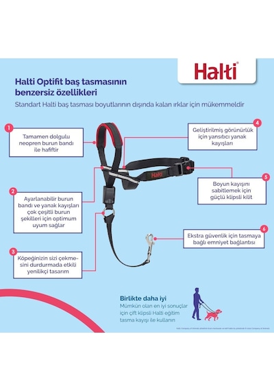 Company Of Animals Halti Optifit Ağızlıklı Tasma, Büyük Boy Siyah Genel