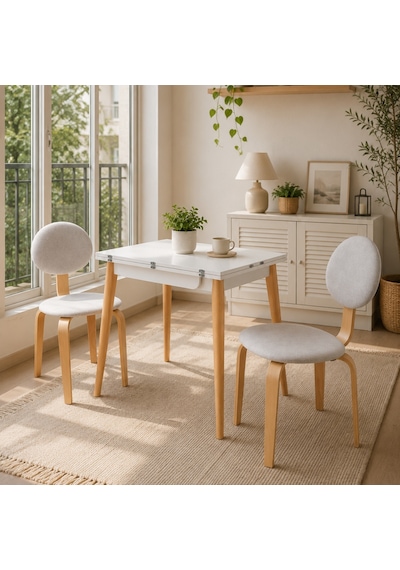 Vilinze Lodos Sandalye Avanos Ahşap Mdf Mutfak Masası Takımı - 90x120 Cm