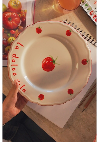 Rakle x Bengi Kurtcebe Pomodoro Stoneware 4'lü Servis Tabağı Seti 28 cm