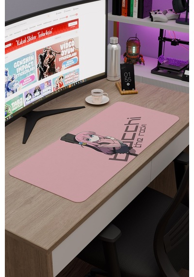 Bochi The Rock Anime V1 - 70x30 Xl Gaming Kauçuk Kaymaz Taban Mouse Pad Fare Altlığı
