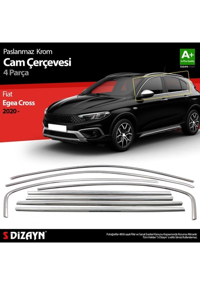 S-dizayn Fiat Egea Cross Krom Cam Çerçevesi 8 Prç. 2020 Üzeri A+