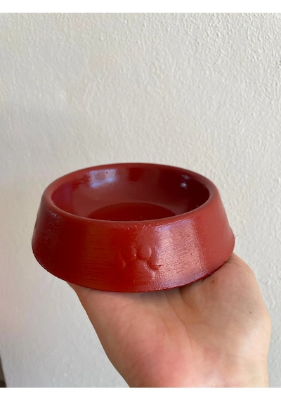 Pati Desen Model Beton Kedi Köpek Mama Ve Su Kabı 13 Cm Çap X 4 Cm - Kiremit
