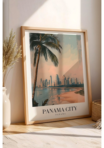 Panama City Panama Vintage Seyahat Posteri Çerçeveli Tablo - Premium Tropikal Modern Duvar Dekoru Kayın Panama City Panama Vintage Seyahat Posteri Çerçeveli Tablo - Premium Tropikal Modern Duvar Dekoru Kayın