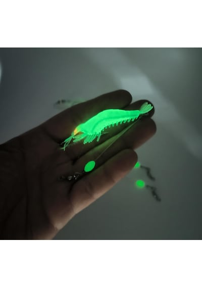 Valkyrie Fosforlu Gerçekçi Silikon Karides Balık Yemi 5 Adet Kutulu - 7.5 CM - 5.5 GR