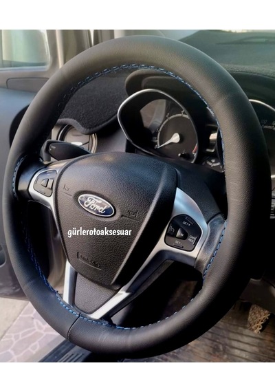 Ford Focus 3 Dikmeli Direksiyon Kılıfı Mavi Ipli ( 38×10.5Cm )