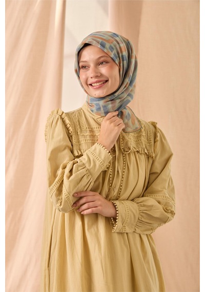 Silk Home Soft Eşarp 73096-25 Su Yeşili, Soluk Turuncu, İndigo, Gül Kurusu