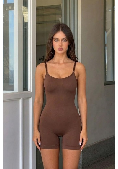 Kadın Kahverengi Premium Askılı Body