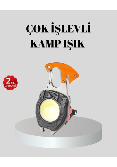 Çok Fonksiyonlu Anahtarlık Fener Güçlü Led Işıklı, Şarjlı, Düdüklü Ve Tornavidalı Mini El Feneri Siyah