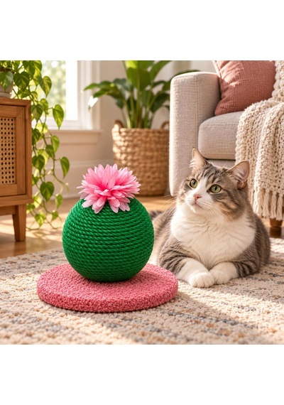 Tr Dekoratif Kedi Tırmalama Oyuncağı, Halat Sarımlı Kaktüs Tasarım, Tabanlı Kedi Tırmalama Ve Oyun Ürünü Ye