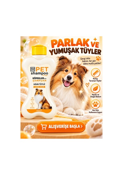Uzun Tüylü Köpek Şampuanı 400 Ml Hassas Ciltler İçin Kolay Tarama, Yumuşak Ve Parlak Tüy Bakımı
