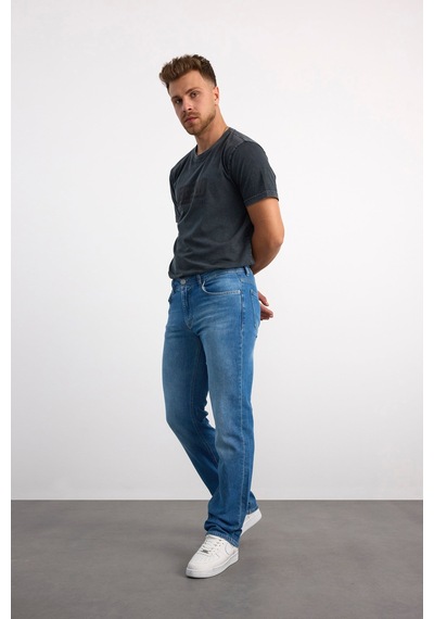 76076-73600 Erkek Regular Fit Mıd Waıst Mid Leg Denim Pantolon 76076-73600 Buz Mavisi