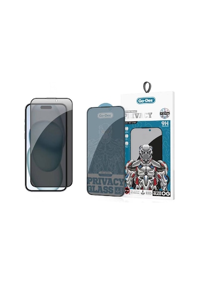 Apple iPhone 15 Uyumlu Plus Hayalet Ekran Koruyucu Go Des 9d Full Cover Privacy Temperli Cam