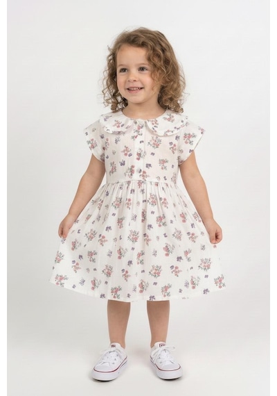 Miababy Fırfırlı Bebe Yaka Elbise Nar