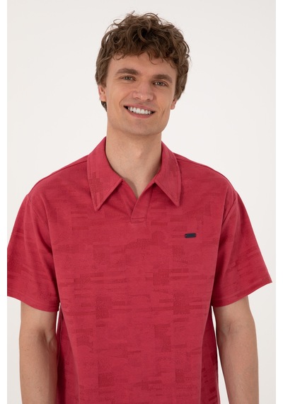 U.S. Polo Assn. Erkek Comfort Fit Kaçık Yaka Vişne Tişört 50303224-VR223