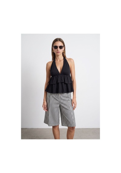 Dilvin 33017 Lyocell Halter Top-siyah-16459