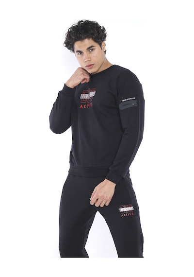 Erkek Spor Slimfit Siyah  Sweatshirt Takım Siyah