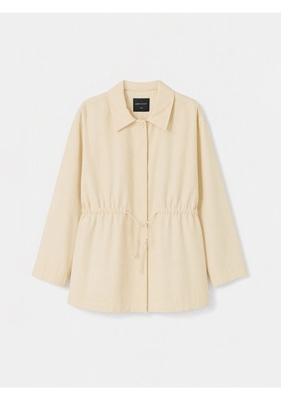 Lcw Modest Bej Gömlek Yaka Oversize Kadın Trençkot