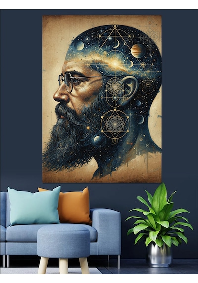 İnsan Ve Evrenle Bağlantısı Soyut Sanat Dekoratif Kanvas - Mdf Ahşap Tablo