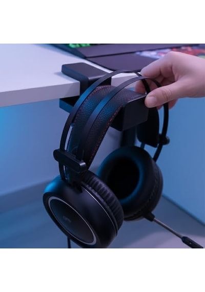 Premium Siyah Asılabilir Masa Kenarı Kulaklık Standı, Ergonomik Ve Sağlam