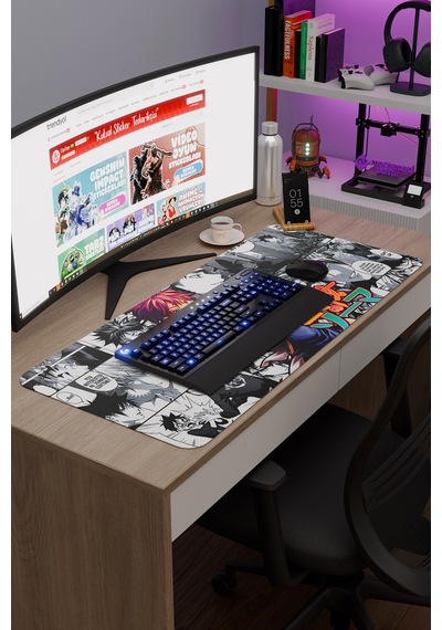 Food Wars Anime V2 - 90x40 Xxl Gaming Kauçuk Kaymaz Taban Mouse Pad Fare Altlığı