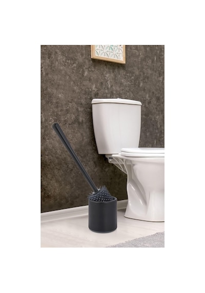 Silikon Wc Tuvalet Banyo Fırçası Klozet Fırçası Siyah Oval Siyah Diğer