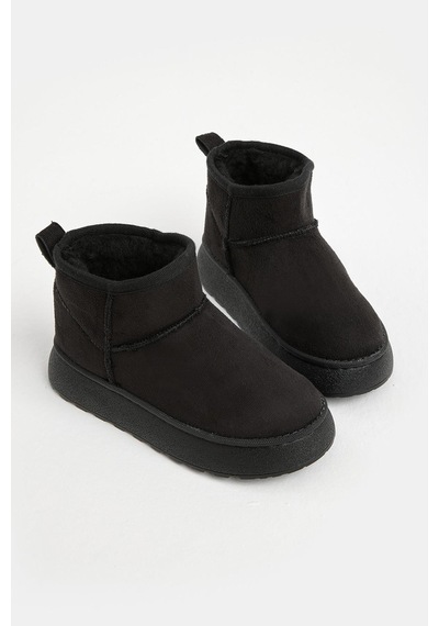 Tonny Black Kalın Poli Taban İçi Kürklü Süet Görünümlü Çocuk Unisex Siyah Günlük Bot Tbsz015 Siyah